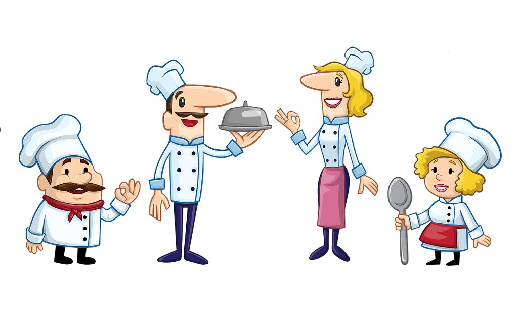 chef waiter restaurant staff cartoon start restaurant