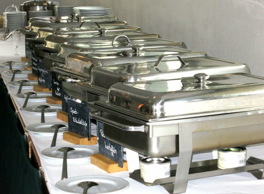 catering services inventory with food served in it